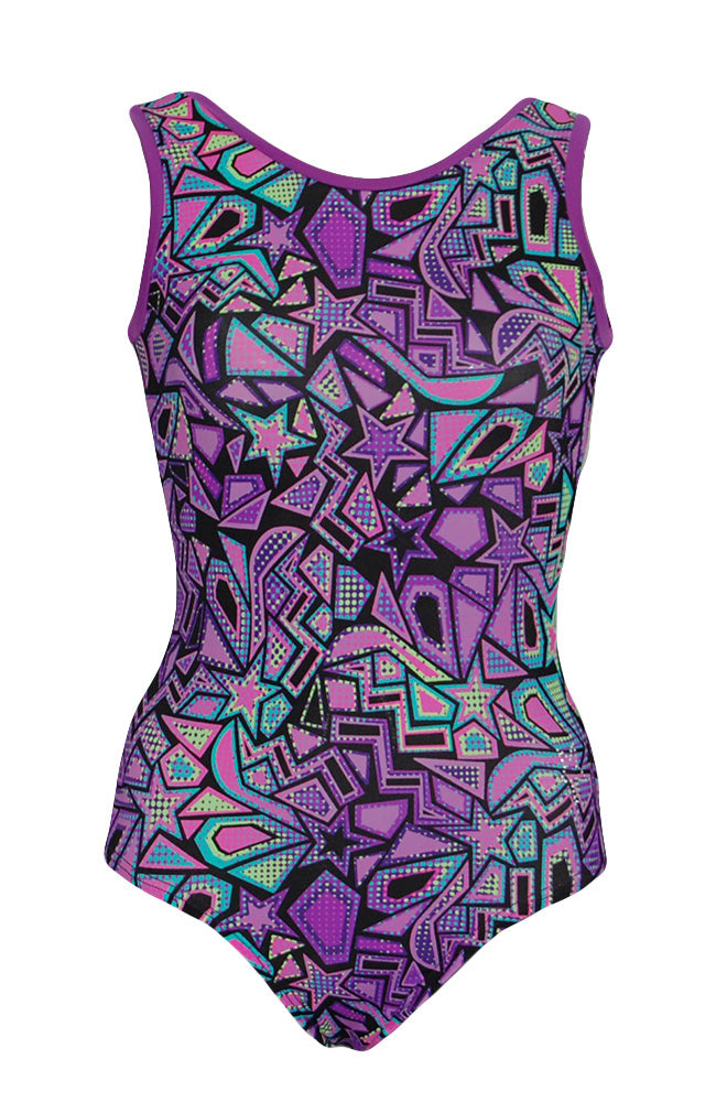 Cosmic Shapes Gymnastic Leotard Tank Style Front