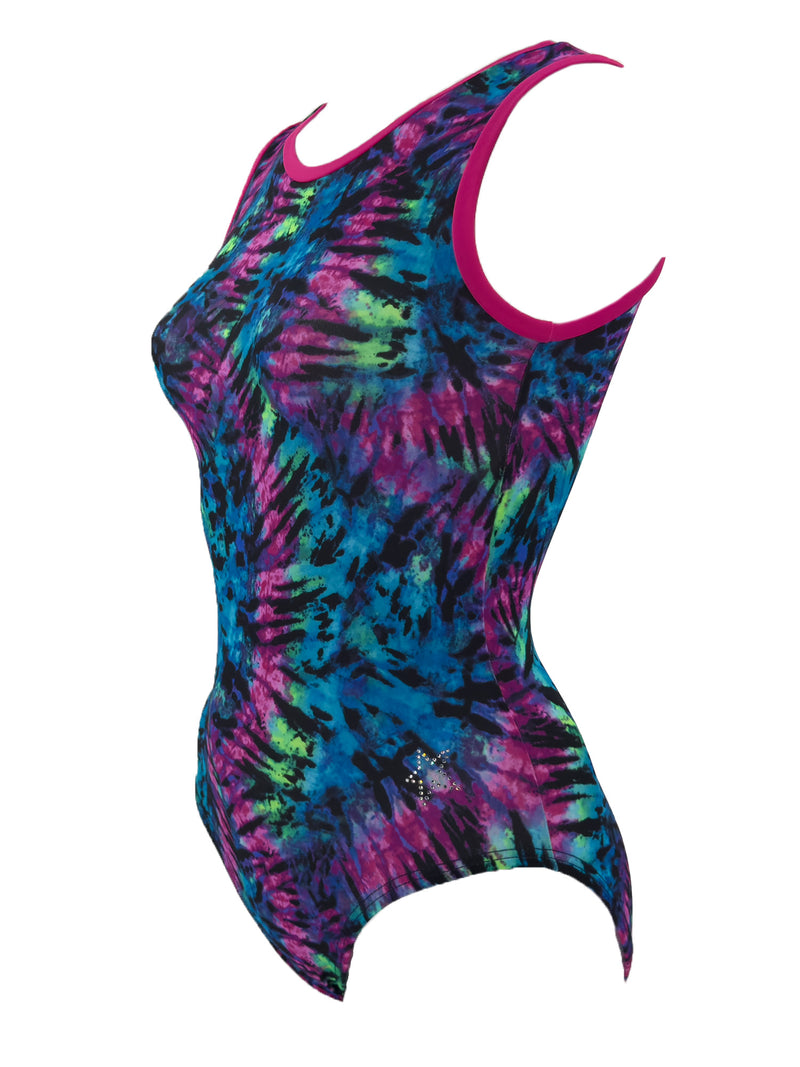 Side image tank style Neo Tie Dye Leotard