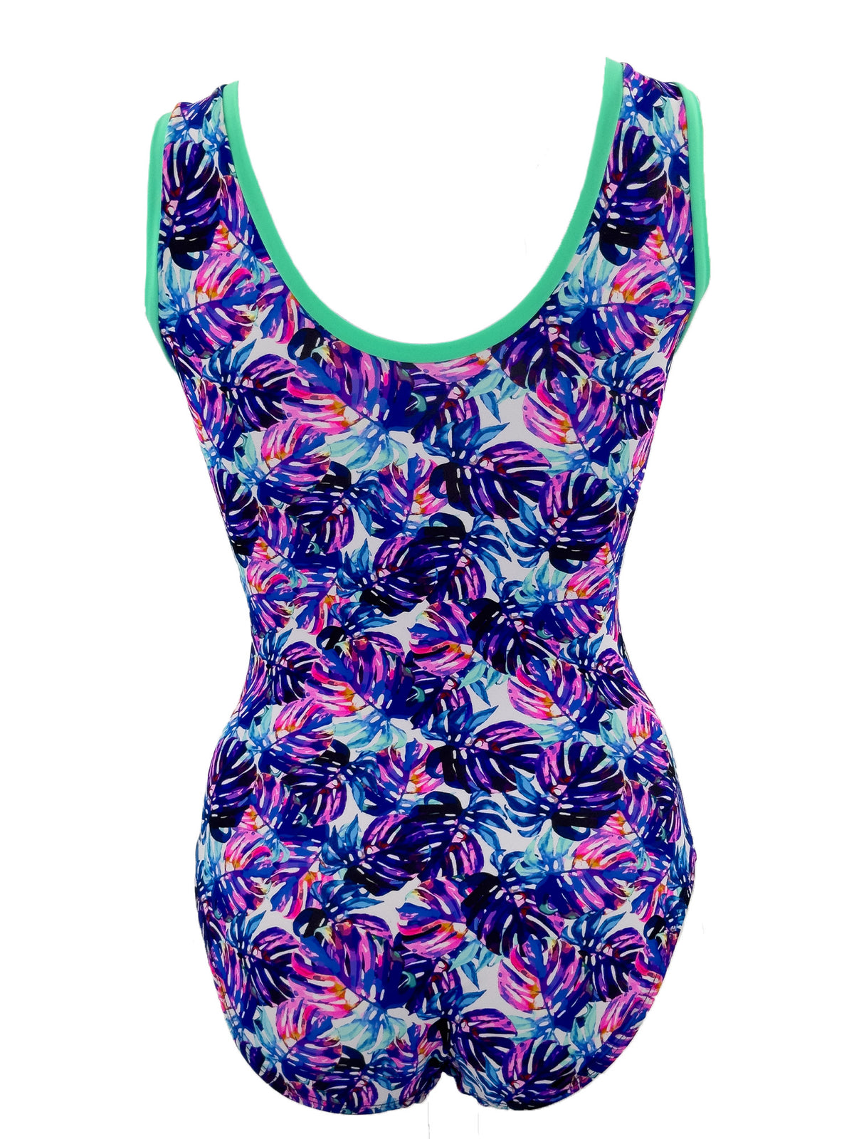 Tropical Leaves tank style leotard back view