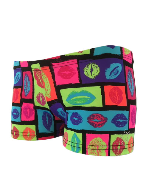 Gymnast Shorts with Multi Color Lips Front