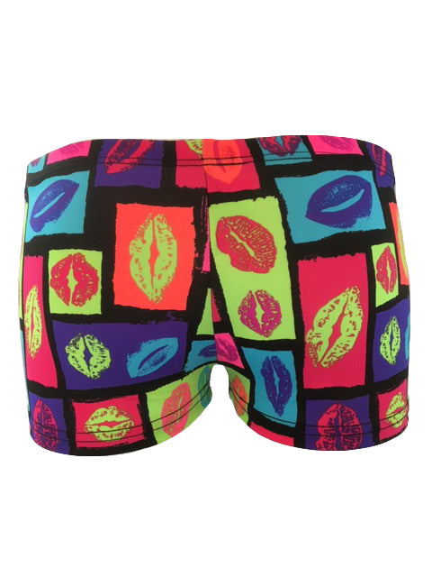 Gymnast Shorts with Multi Color Lips Back